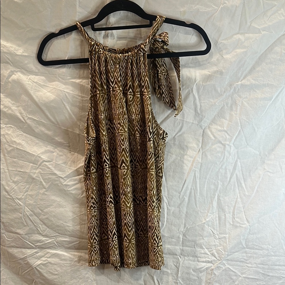 Chaps Classics Brown Patterned Top - image 1